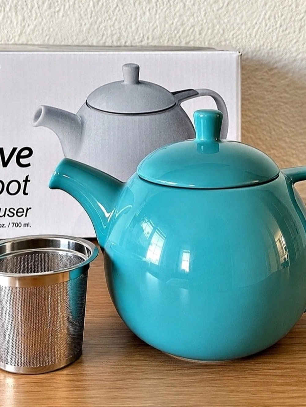 FORLIFE Curve Teapot with Infuser 24 oz. Turquoise